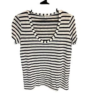 Splendid Women's Striped V Neck T Shirt Tee Top XS Made in USA